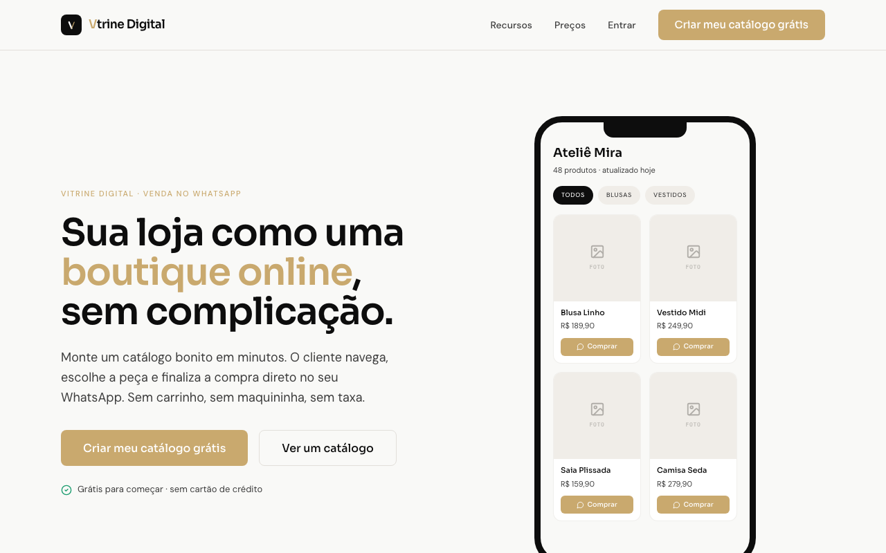 Vtrine Digital — catálogo para WhatsApp